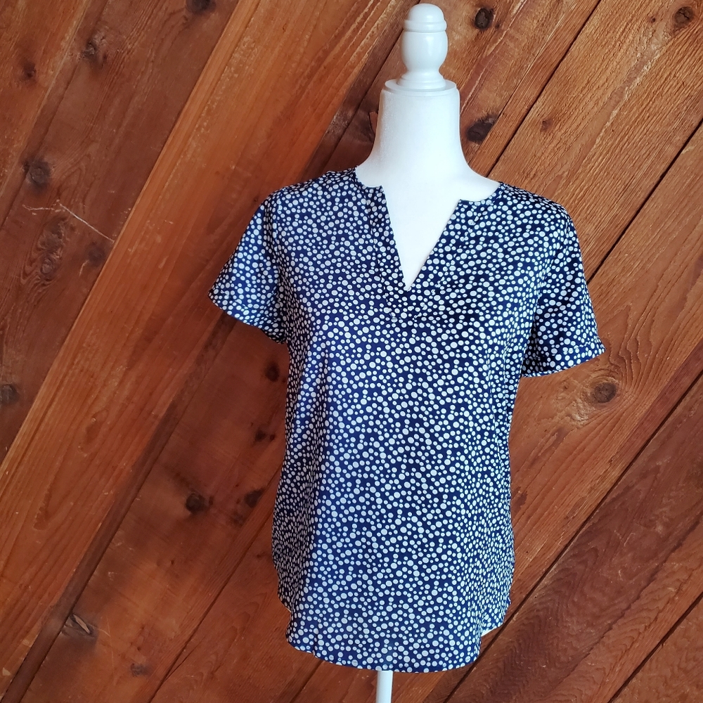Navy polka dot blouse